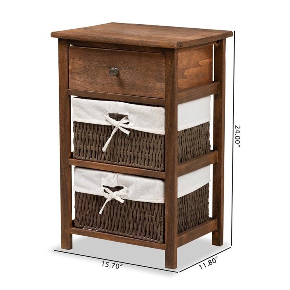 Baxton Studio Cade Walnut Brown Finished Wood and 1-Drawer End Table